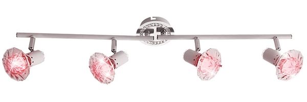 RGB LED Deckenleuchte, Metall, weiß, Chrom, Kristalle, beweglich