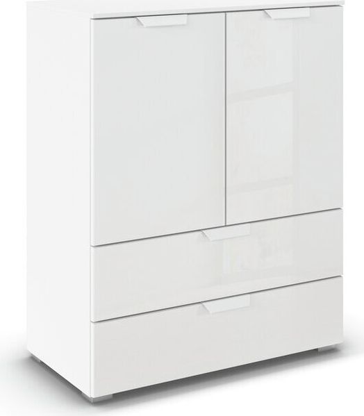 rauch Aditio Box, Kommode, 2-türig, 2 Schubladen, mit Glasfront, mit Softclose-Funktion, Farbe Weiß, BxHxT 80x100x42cm Bild 3