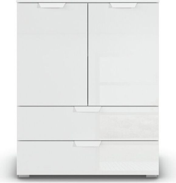 rauch Aditio Box, Kommode, 2-türig, 2 Schubladen, mit Glasfront, mit Softclose-Funktion, Farbe Weiß, BxHxT 80x100x42cm Bild 2