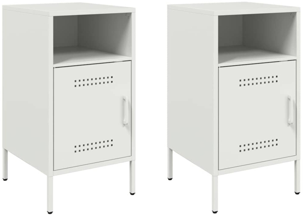 vidaXL Nachttische 2 Stk. Weiß 36x39x68 cm Stahl 843077