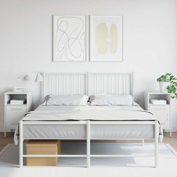 vidaXL Nachttische 2 Stk. Weiß 36x39x68 cm Stahl 843077