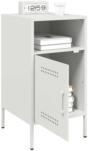 vidaXL Nachttische 2 Stk. Weiß 36x39x68 cm Stahl 843077 Bild 4