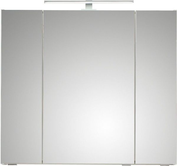 Saphir Spiegelschrank Quickset 857 Badschrank, 3 Spiegeltüren, 6 Einlegeböden, 80 cm breit inkl. LED-Beleuchtung, Türdämpfer, Schalter-/Steckdosenkombination