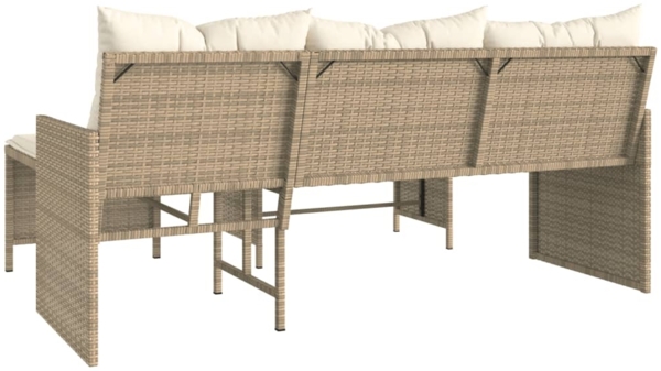 vidaXL Gartensofa in L-Form mit Tisch und Kissen Beige Poly Rattan 365575 Bild 6