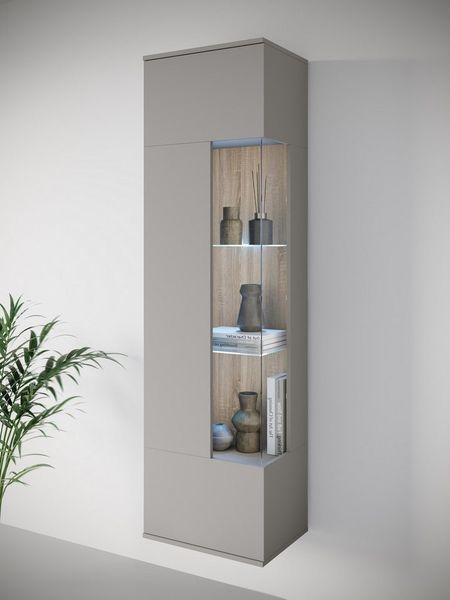 OTTO home Vitrine Kenia, stehend und hängend, Türanschlag wechselbar (1-St) Vitrineschrank mit Glastüren 160 cm Höhe