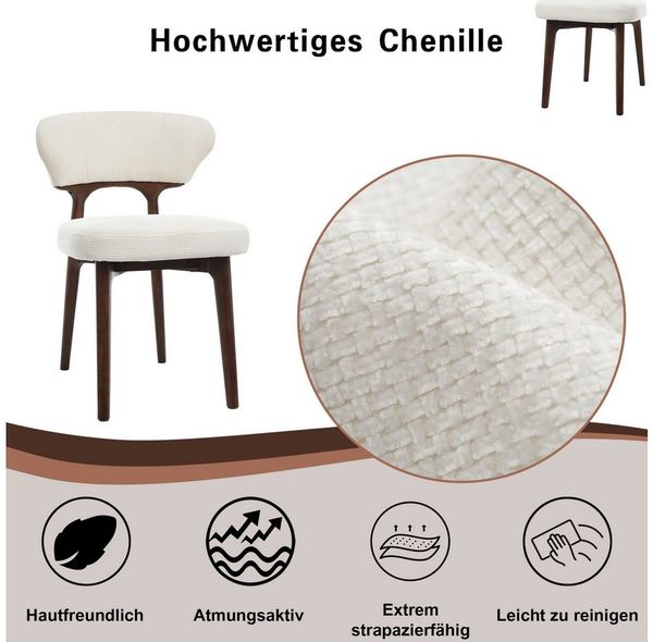 Odikalo Esszimmerstuhl Esszimmerstühle aus Massivholz mit Kissen und Rückenlehne (bequem und atmungsaktiv geeignet für Esszimmer Wohnzimmer Cafés moderner Stil Chenil Hellbeige) Bild 2