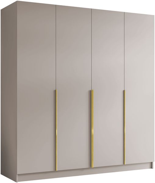 Mirjan24 'Salkor' Drehtürenschrank mit 4 Türen, Laminatplatte, 215 x 58 x 200 cm, Cashmere / Gold, ohne Spiegel