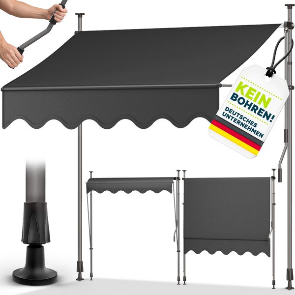 tillvex Balkonmarkise 400 cm Anthrazit Gelenkarm Markise Klemmmarkise Sonnenmarkise Balkon ohne Bohren