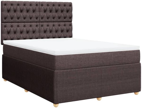 vidaXL Boxspringbett mit Matratze Dunkelbraun 140x190 cm Stoff 3294361 Bild 3