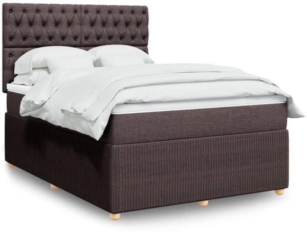 vidaXL Boxspringbett mit Matratze Dunkelbraun 140x190 cm Stoff 3294361