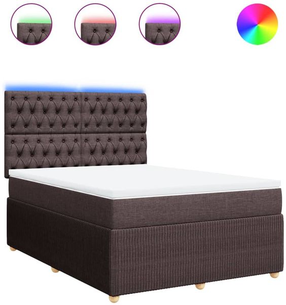 vidaXL Boxspringbett mit Matratze Dunkelbraun 140x190 cm Stoff 3294361 Bild 2