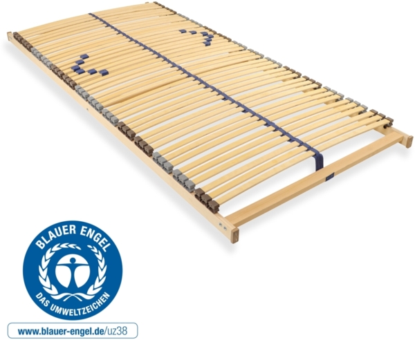 Lattenrost 90x190 cm vormontiert Blauer Engel-Zertifizierung 42 Latten 7-Zonen Birkenschichtholz belastbar 150 Kg Made in Germany