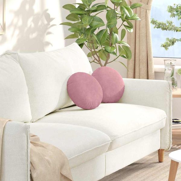 vidaXL Sitzkissen 2 pcs Rosa Ø30 x 13 cm Samt 42014104