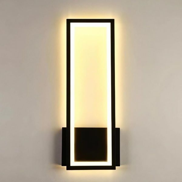 Comely Wandlampe Innen 16W LED Wandleuchte Moderne Warmweiß 3000K, Einfache Rechteckige Wandleuchten für Wohnzimmer Schlafzimmer Korridor Treppenhaus (Schwarz)