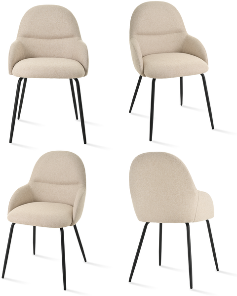 GOEURVANT 1438 Esszimmerstühle 4er-Set, Webstoff - Beige