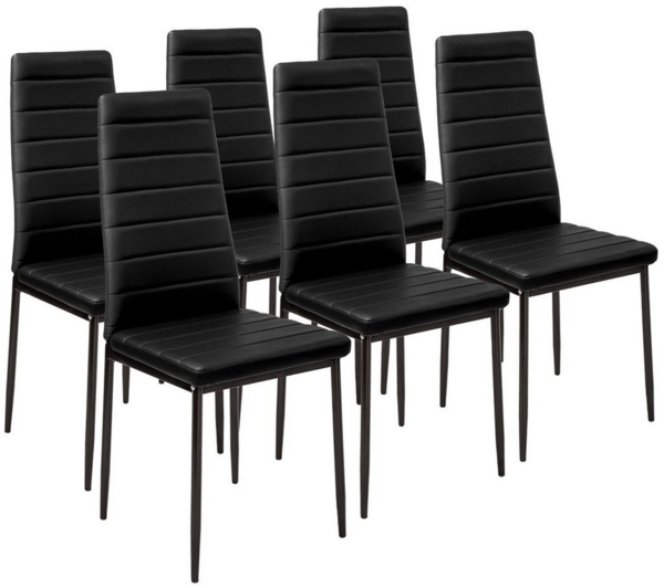 tectake Esszimmerstuhl Set Esszimmerstuhl (6er Set, 6 St), gepolstert mit Kunstlederbezug