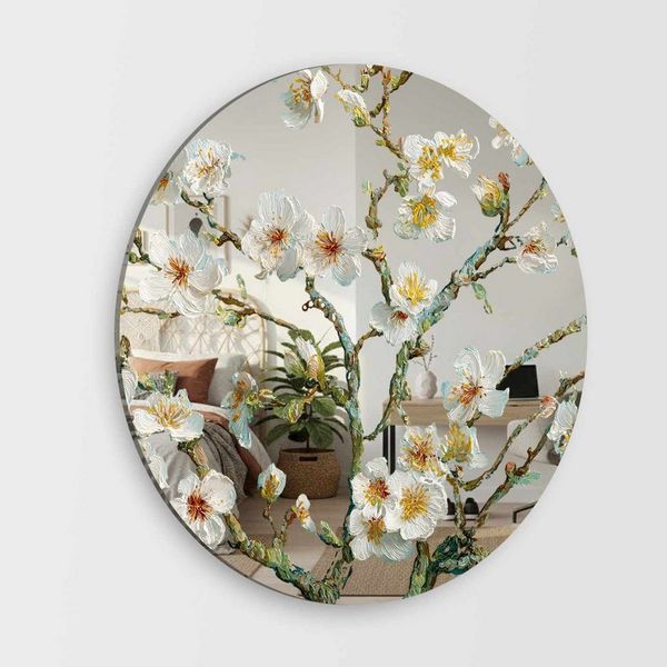 Wallity Wandspiegel Boho Deko Glas (1 Spiegel), Rund, Inspirierendes Schriftmotiv