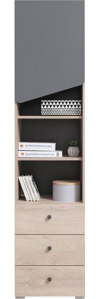 Deine Möbel 24 Kinderregal DARLA D06 Regal Bücherregal mit Schubladen, Set 1-tlg, modernes trendiges Jugendzimmer Kinderzimmer, 45 cm breit Eiche Grau
