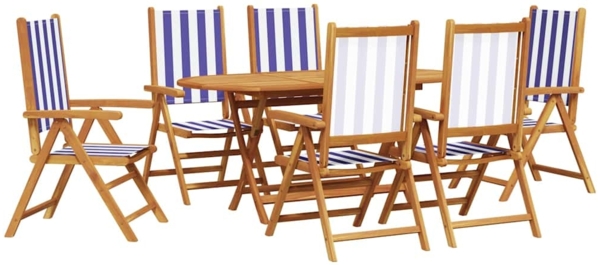 vidaXL Garten Essgruppe 7 pcs Blau und Weiß Massivholz Akazie 3375753