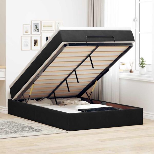 vidaXL Ottoman-Bett mit Matratze Schwarz 120x200 cm Samt 3311179