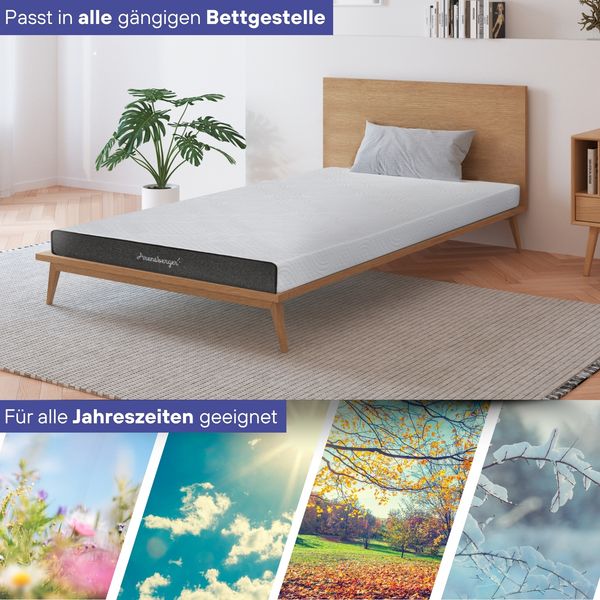 ARENSBERGER ANNA, Gelschaum Matratze 90x200 cm – 13 cm NANOCELL® Gel-Schaum – H3 Härtegrad – Atmungsaktiv – Abnehmbarer Bezug 240g/m²