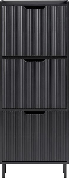 SoBuy FSR177-H-SCH Schuhschrank, MDF, Lackiert, Schwarz, 100 x 91 x 19 cm