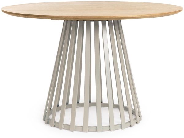 Esstisch Nalli aus Holz, modernes Design, rund, sandfarben, Ø 120 cm, für 4–6 Personen
