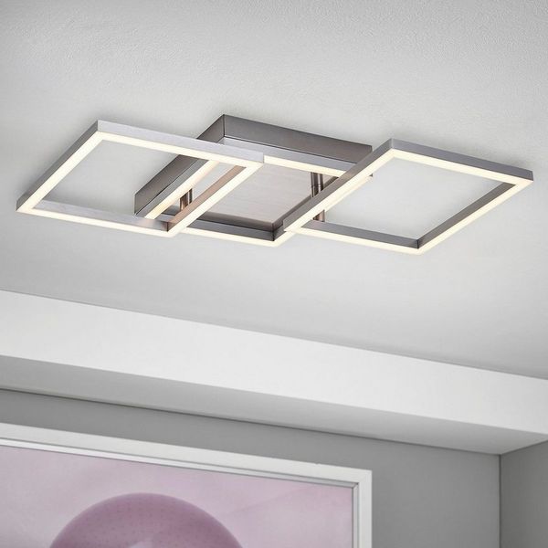 MeLiTec LED Deckenleuchte D119, warmweiß, LED Deckenleuchte Rahmen Leuchte Wand Deckenleuchte nickel matt