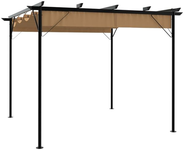 vidaXL Pergola mit Ausziehbarem Dach Taupe 3x3 m Stahl 180 g/m² 312227
