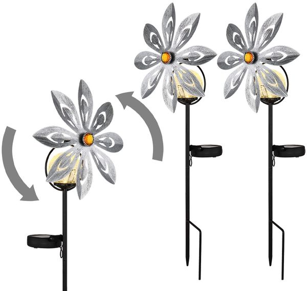 2x LED Solarleuchte, Glaskugel, Windrad, silbergrau, H 50 cm