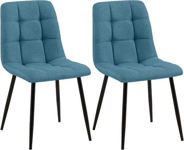 2er Set Esszimmerstuhl FIGAD - Stoff Blau 45x55x84 cm | Essstühle Esszimmerstühle Küchenstühle Wohnzimmerstühle