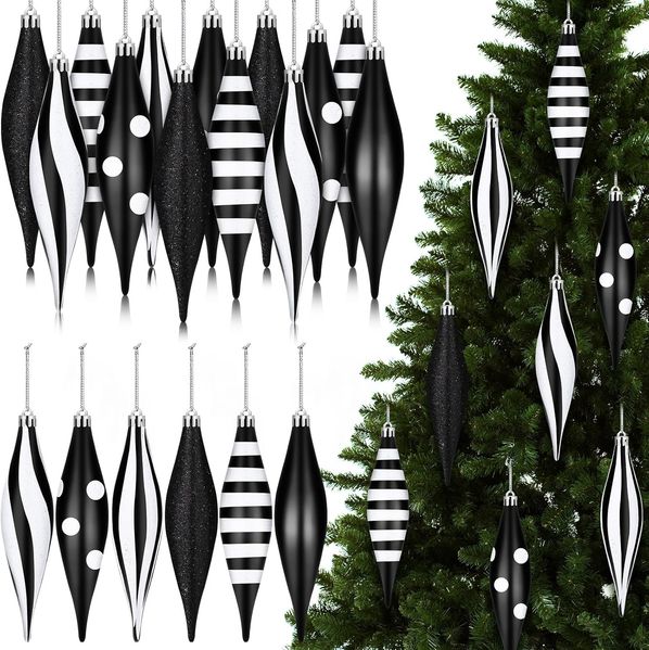ABC 12-teiliges Weihnachtsdekoration-Set, für Weihnachten, für Halloween, schwarz, Kunststoff, 8 x 18 x 17 cm