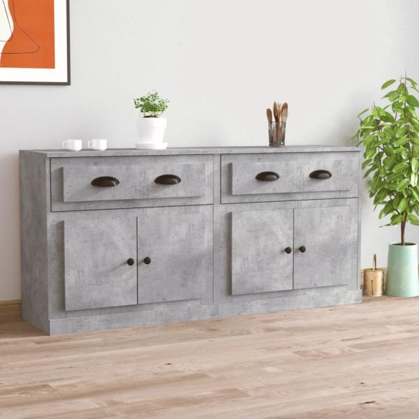 vidaXL Sideboards 2 Stk. Betongrau Holzwerkstoff 3185267