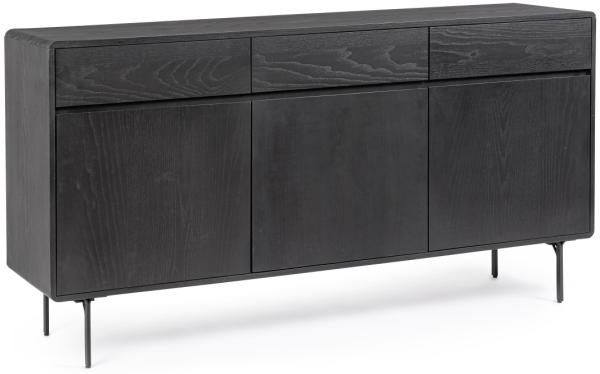 Sideboard Widald aus Eschenholz, Schwarz