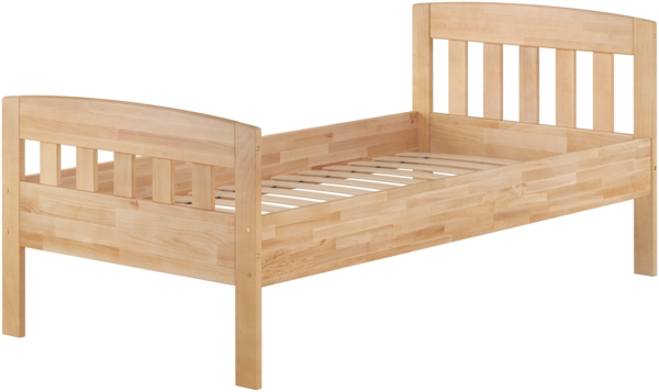 Stabiles Buchen-Einzelbett Seniorenbett in zeitlosem Stil 100x200 mit wählbarem Zubehör V-60.76-10Federleisten