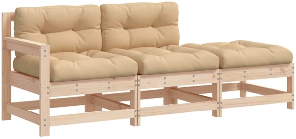 vidaXL 3-tlg. Garten-Lounge-Set mit Kissen Massivholz 825597