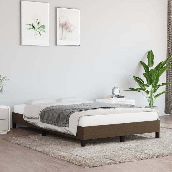 vidaXL Bettgestell ohne Matratze Dunkelbraun 120x190 cm Stoff 379485