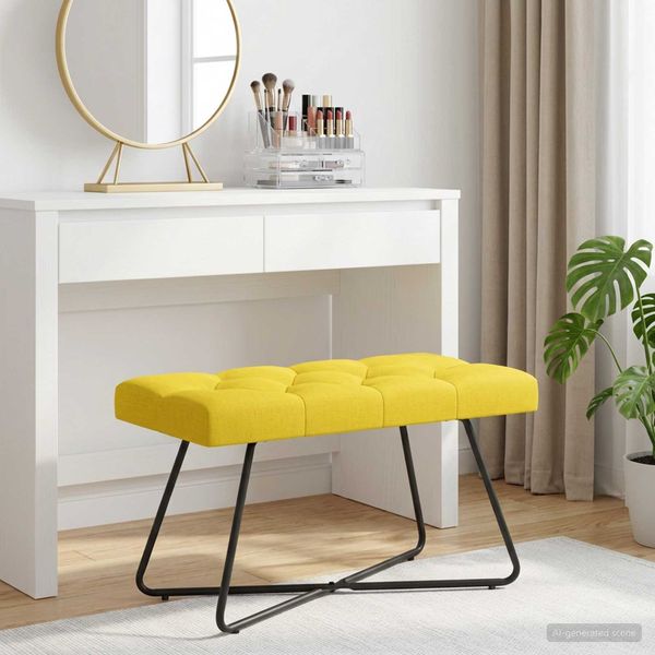 vidaXL Bank mit Knopfheftung Helles Gelb 80 x 40 x 46 cm Stoff 42038367