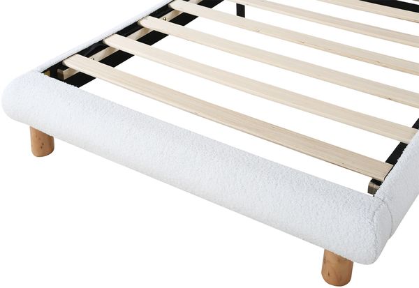 90x200cm Einzelbett, Kinderbett, Jugendbett, Polsterbett, Holzlattenrost, Vliesimitat, Weiß Bild 8