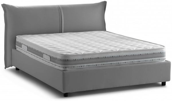 Dmora Aldus-Doppelbett, Bettkasten mit Stoffbezug, 100 % Made in Italy, Öffnung vorne, inklusive Matratze 160 x 200 cm, Grau