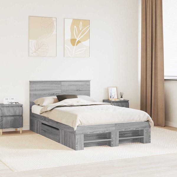 vidaXL Bettrahmen Graues Sonoma 120 x 200 cm Holzwerkstoff 3408779