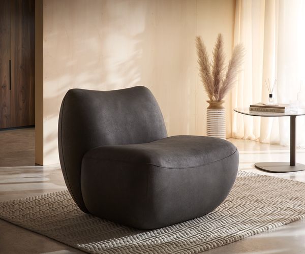 Loungesessel Zena 75x85 cm Mikrofaser Anthrazit Vintage