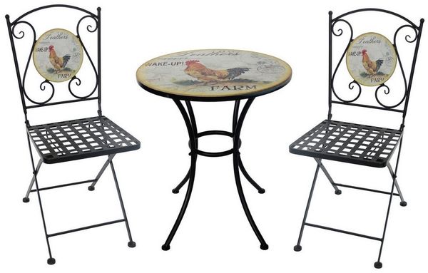 HTI-Living Garten-Essgruppe Tisch und 2 Stühle Celia Hahn, (Set, 3-tlg, 1 Tisch 2 Stühle), Sitzgruppe Essgruppe Balkonset