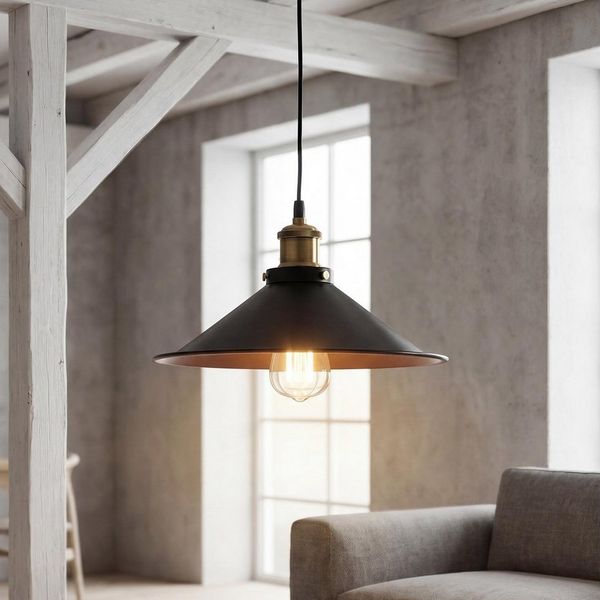 Licht-Erlebnisse Pendelleuchte DOVER, ohne Leuchtmittel, Küchenlampe Industrial Design Schwarz