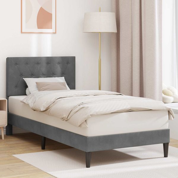 vidaXL Bettrahmen mit Kopfteil Dunkelgrau 100 x 200 cm Samt 42027644