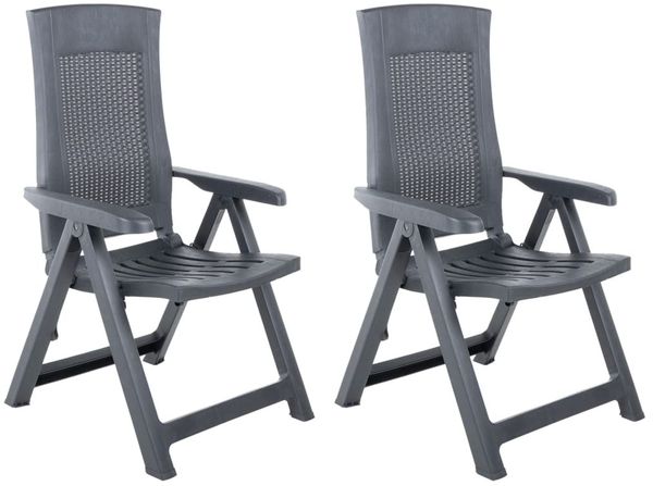 vidaXL Verstellbare Gartenstühle 2 Stk. Kunststoff Anthrazit 48761