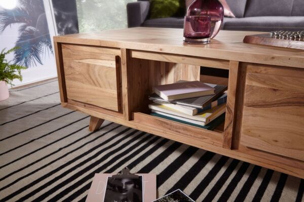 Couchtisch Massivholztisch NIAM 118 x 60 x 46 cm Holz Akazie Landhausstil Bild 2