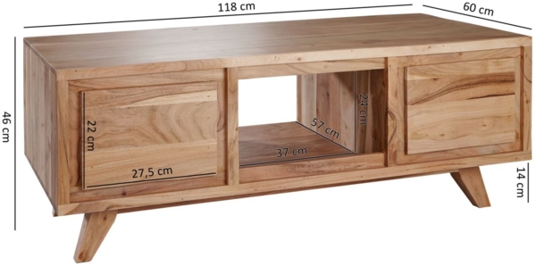 Couchtisch Massivholztisch NIAM 118 x 60 x 46 cm Holz Akazie Landhausstil Bild 4