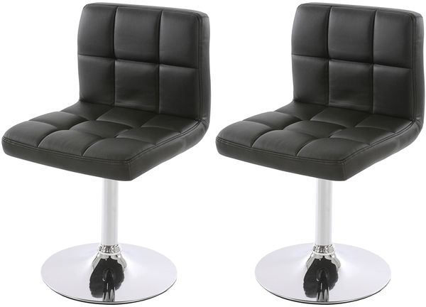 2er-Set Esszimmerstuhl Drehstuhl Stuhl Kavala Kunstleder Chrom ~ schwarz
