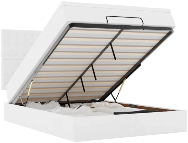 vidaXL Ottoman-Bett mit Matratze Weiß 140x200 cm Kunstleder 3313007